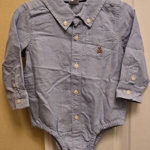 GAP Boys Light Blue Oxford Button Down Shirt for 12-18 Months Preppy